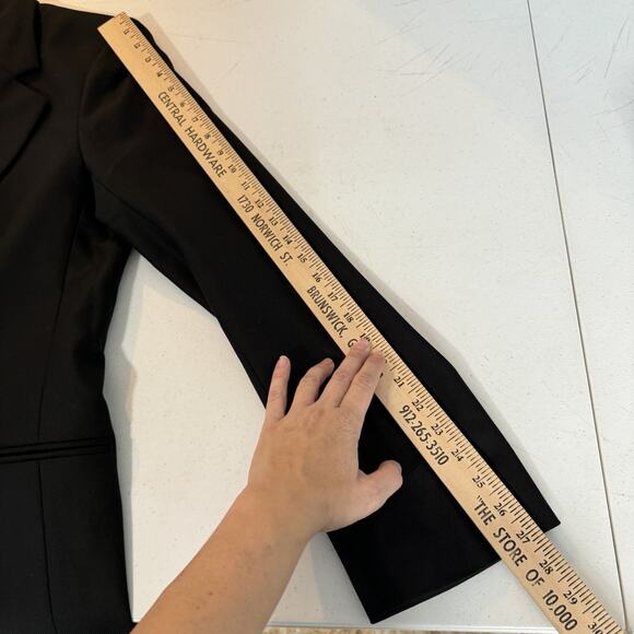 Banana Republic Sculpted Fit Italian Wool Blazer Sz 16L Tall Black Corporate - Picture 15 of 16